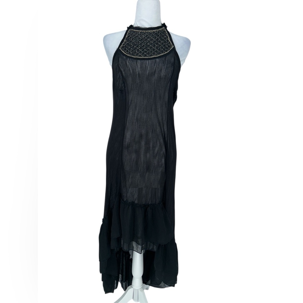 Free People Beaded Halter Maxi Dress Black Size M
